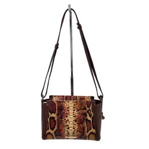 Brahmin Hillary Multicolor Bridgeport Satchel Leather Purse Crossbody Brown